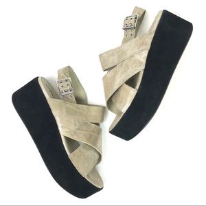 Free People Wedge Platform Sandal Suede Leather